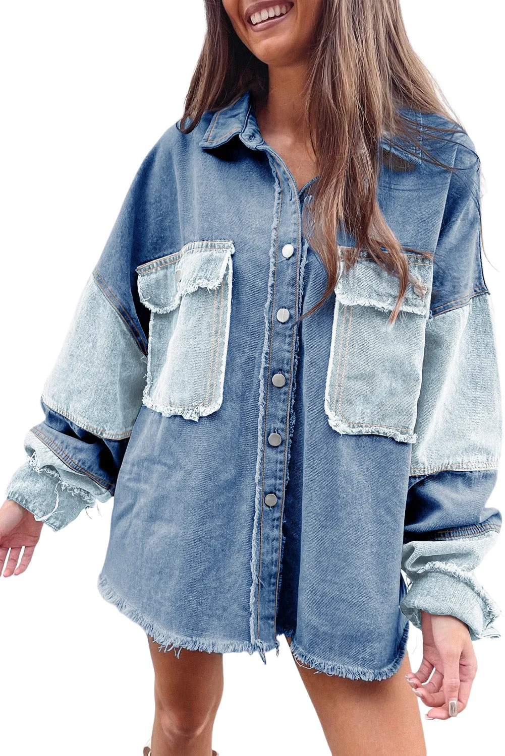 🔥 Patchwork Raw Hem Oversized Denim Jacket: For When You Need to Look Like You’re Adulting, But Really You’re Just Avoiding Everything 🔥