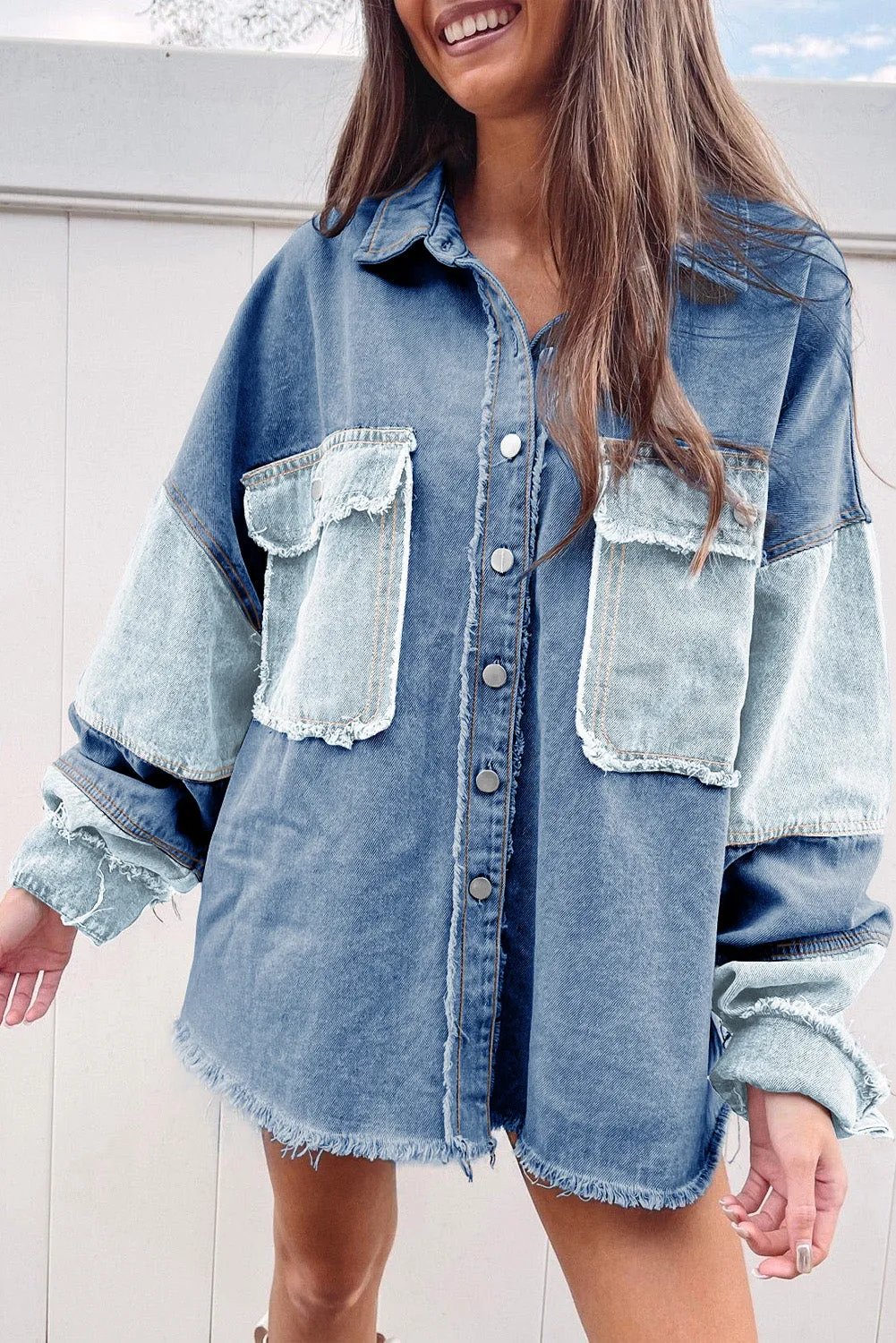 🔥 Patchwork Raw Hem Oversized Denim Jacket: For When You Need to Look Like You’re Adulting, But Really You’re Just Avoiding Everything 🔥