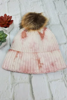 #19 Mauve Tie-Dye Pom-Pom Beanie