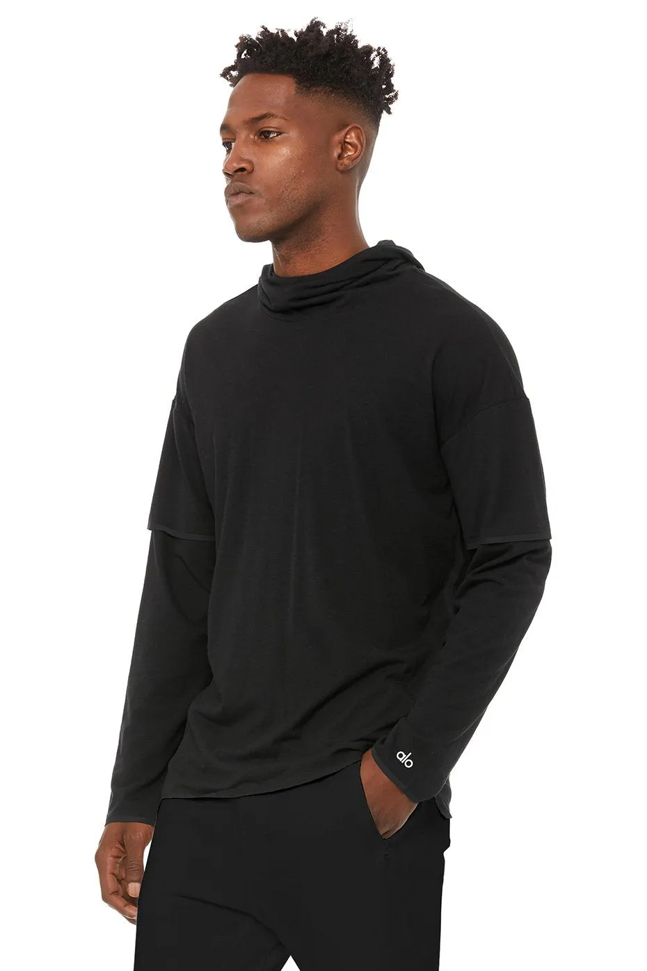 2-In-1 Pullover Hoodie - Black