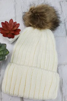 #2 Ivory Pom-Pom Beanie