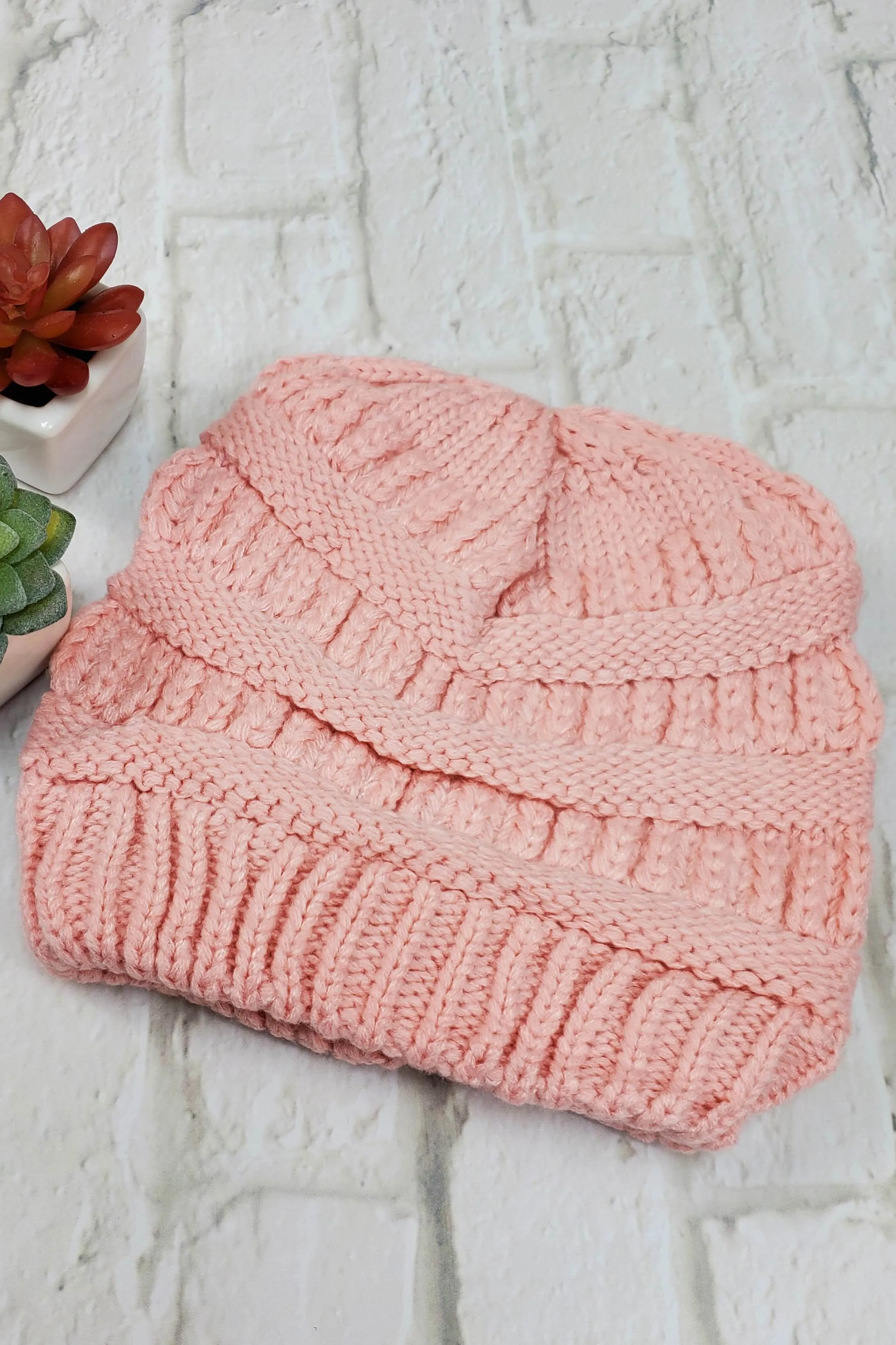 #29 Pink Ponytail Beanie