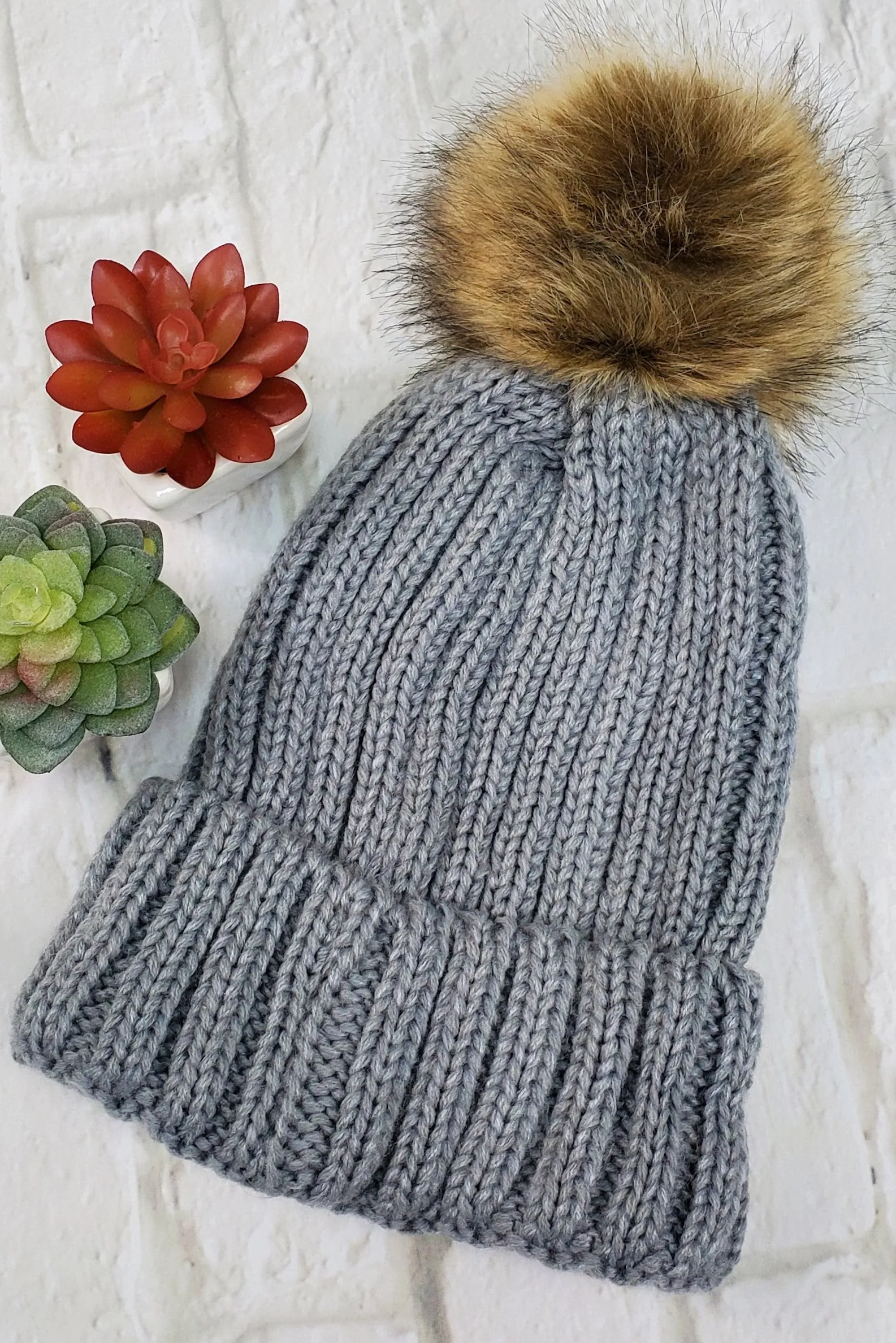 #6 Grey Pom-Pom Beanie