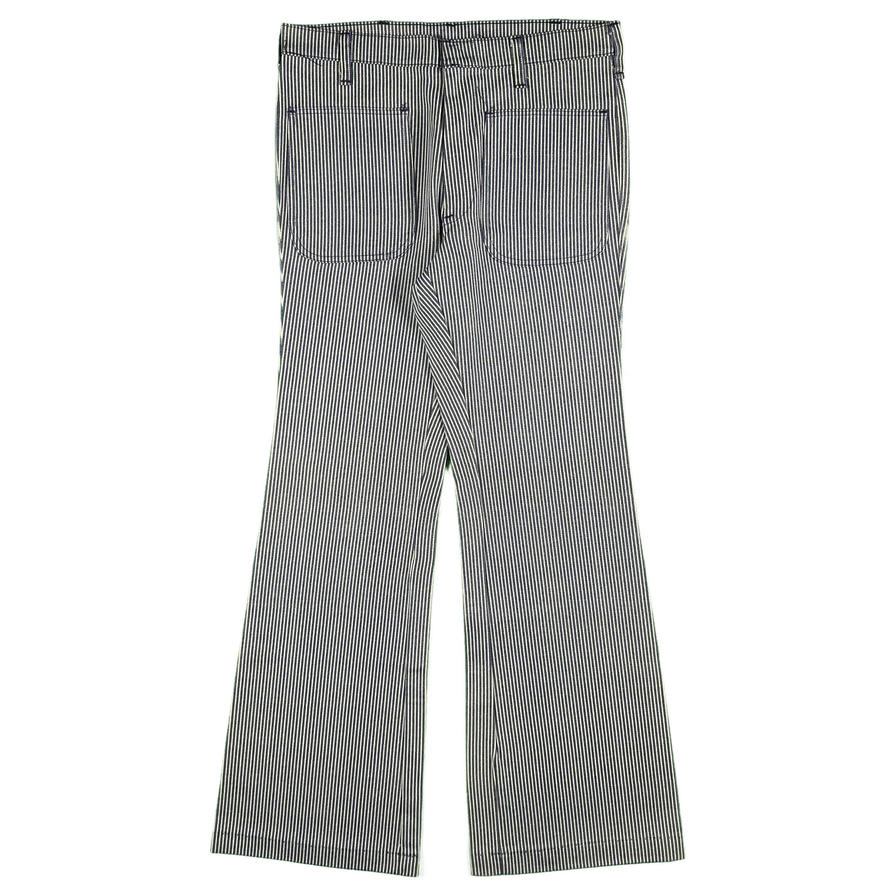 70s Hickory Stripe Denim Flares- 32x31.5