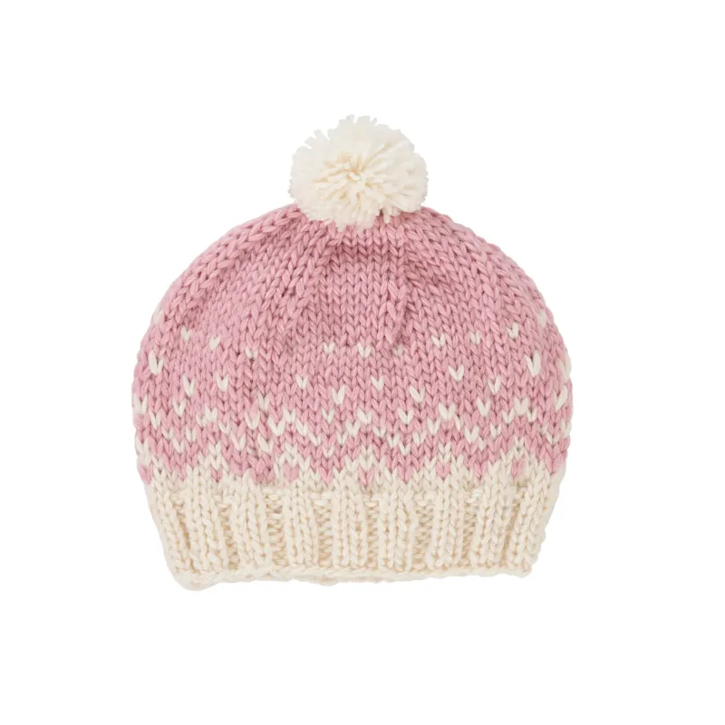 Acorn Snowflake Beanie - Pink/Cream