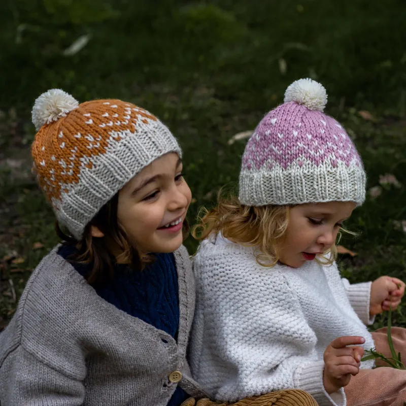 Acorn Snowflake Beanie - Pink/Cream