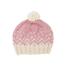 Acorn Snowflake Beanie - Pink/Cream