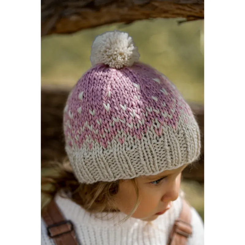 Acorn Snowflake Beanie - Pink/Cream