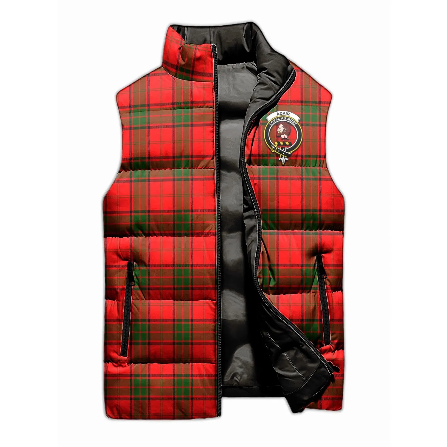 Adair Tartan Sleeveless Puffer Jacket with Family Crest