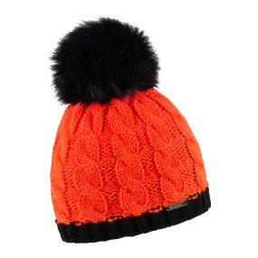 Andrea Neon Orange Faux Fur Beanie Hat