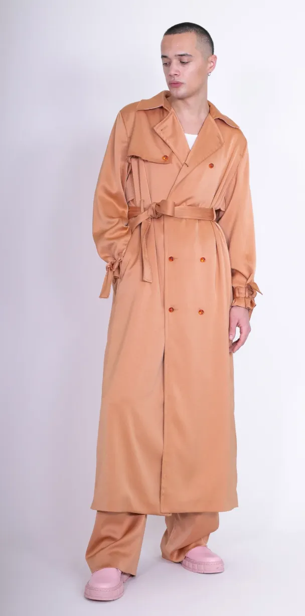 Apollo Shiny Trench Coat Peach