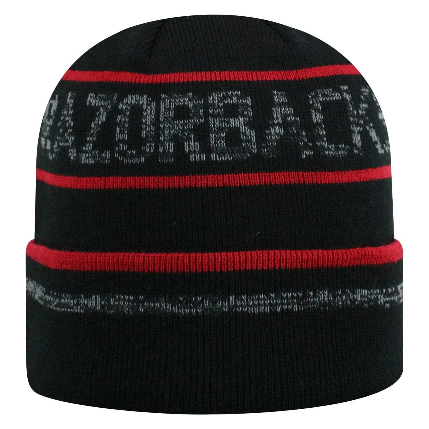 Arkansas Razorbacks TOW Black Striped "Effect" Style Cuffed Knit Beanie Cap