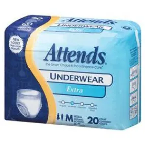 Attends Extra Absorbency Protective Underwear, Medium (34 to 44 inches, 120-175 lbs) - One pkg of 20 each