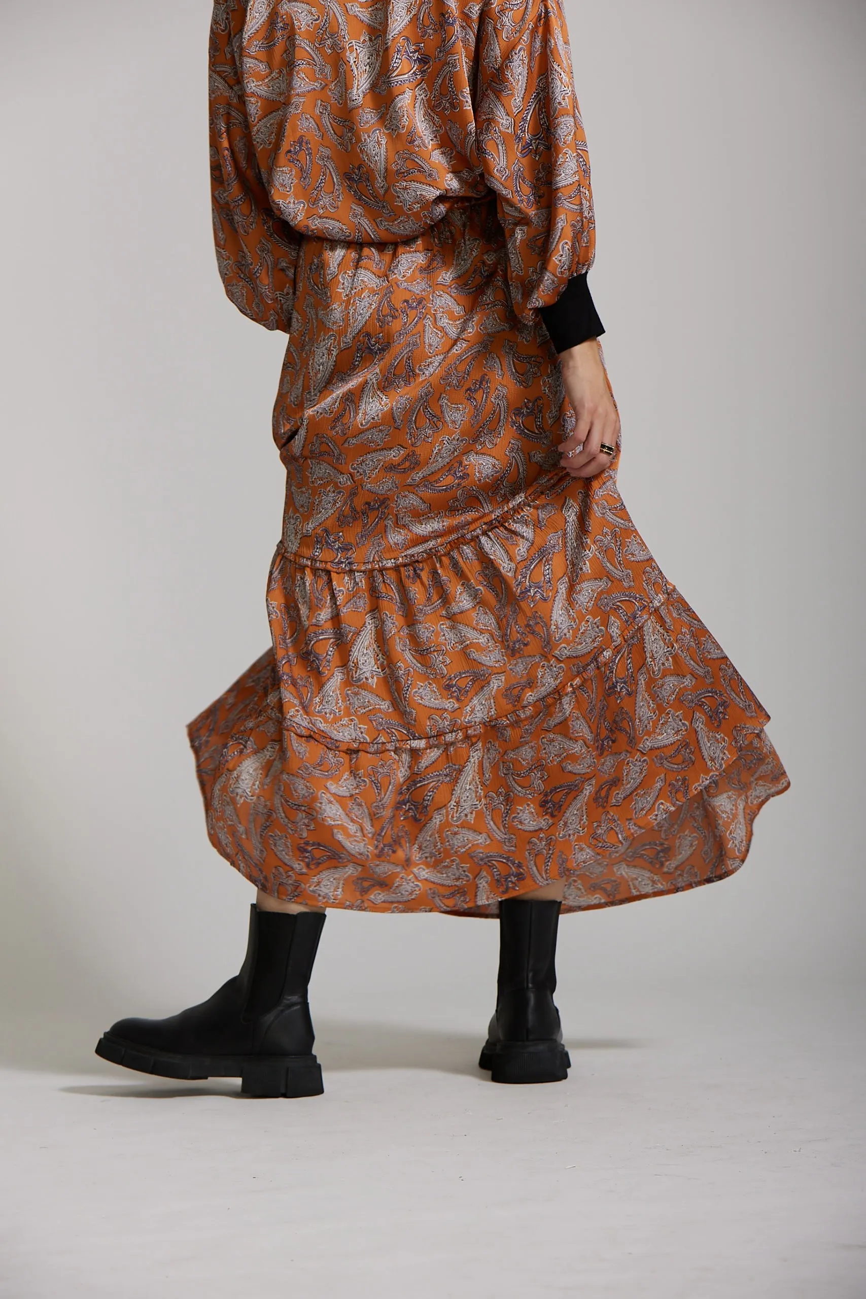 Audrey Skirt - Rust Paisley print