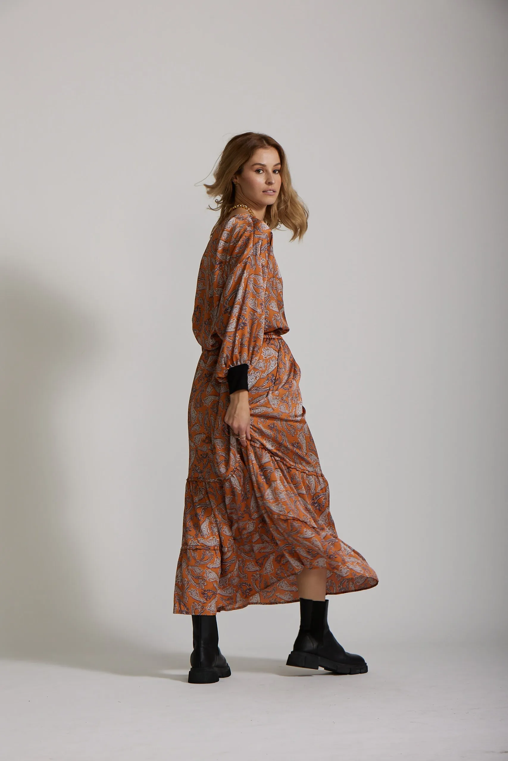 Audrey Skirt - Rust Paisley print