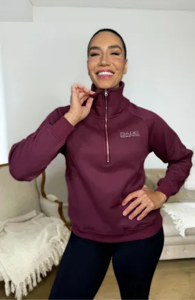 BARE Quarter Zip Teddy Sweater - Wine