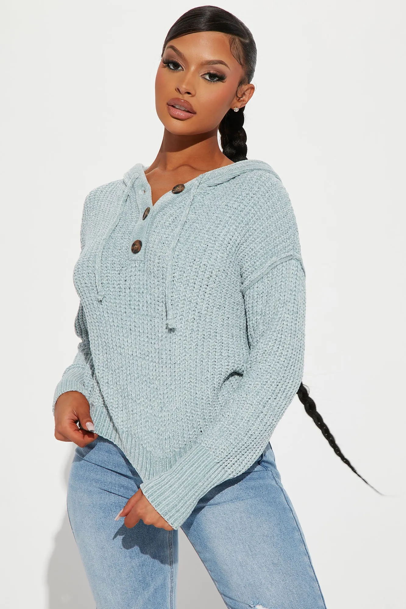 Beach Bonfire Chenille Hoodie - Mint