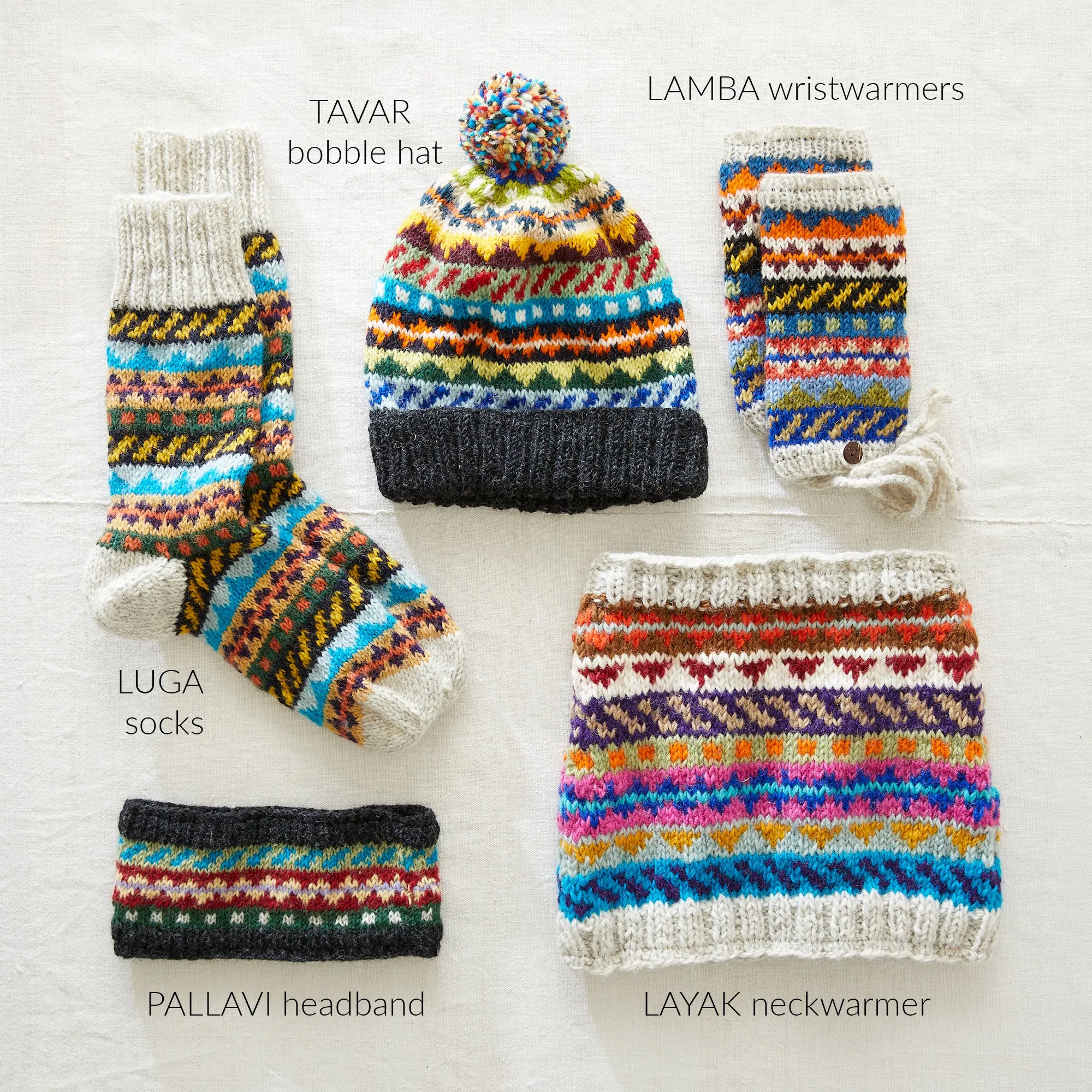 BHAWANA Fair Isle Handknit Waste Wool Legwarmers