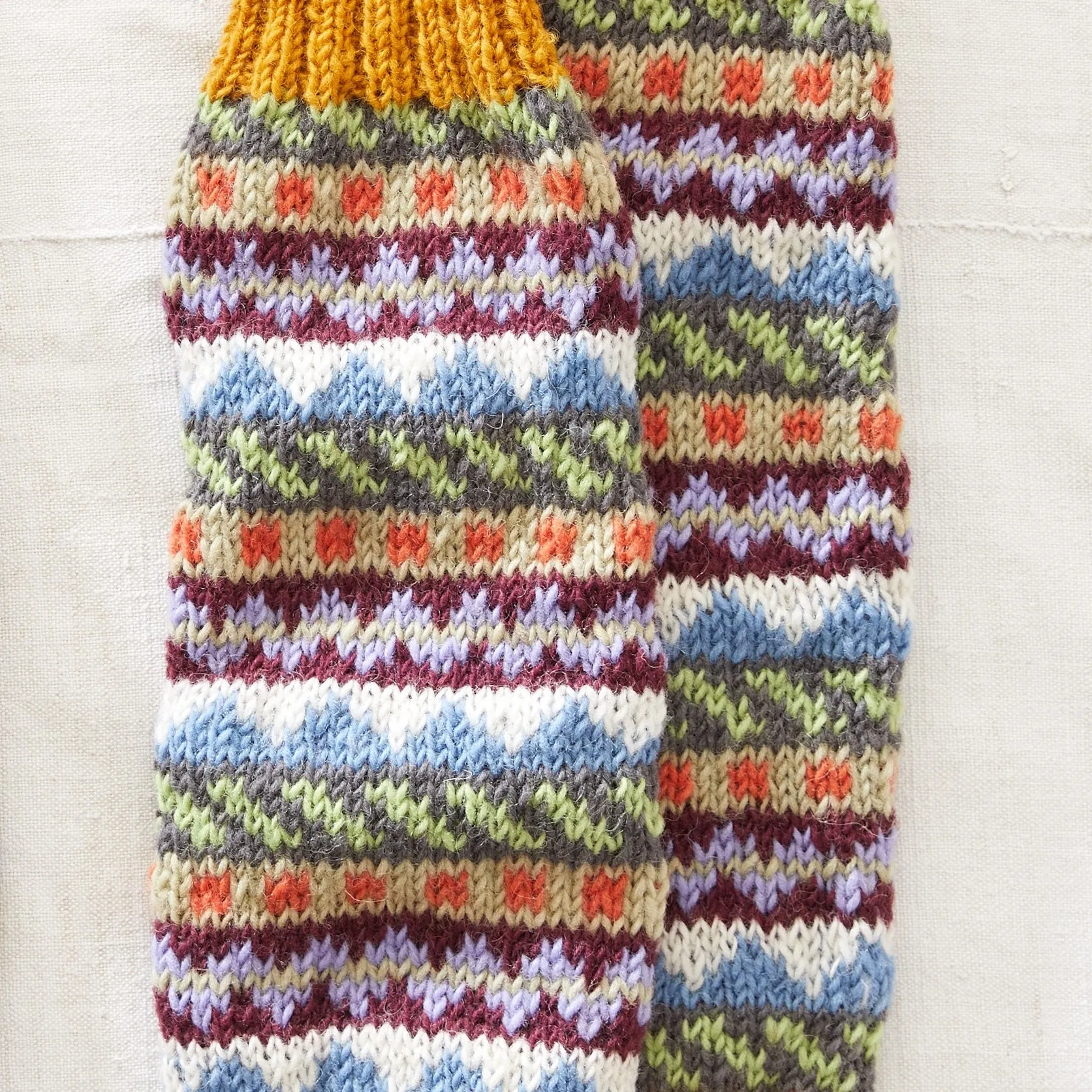 BHAWANA Fair Isle Handknit Waste Wool Legwarmers