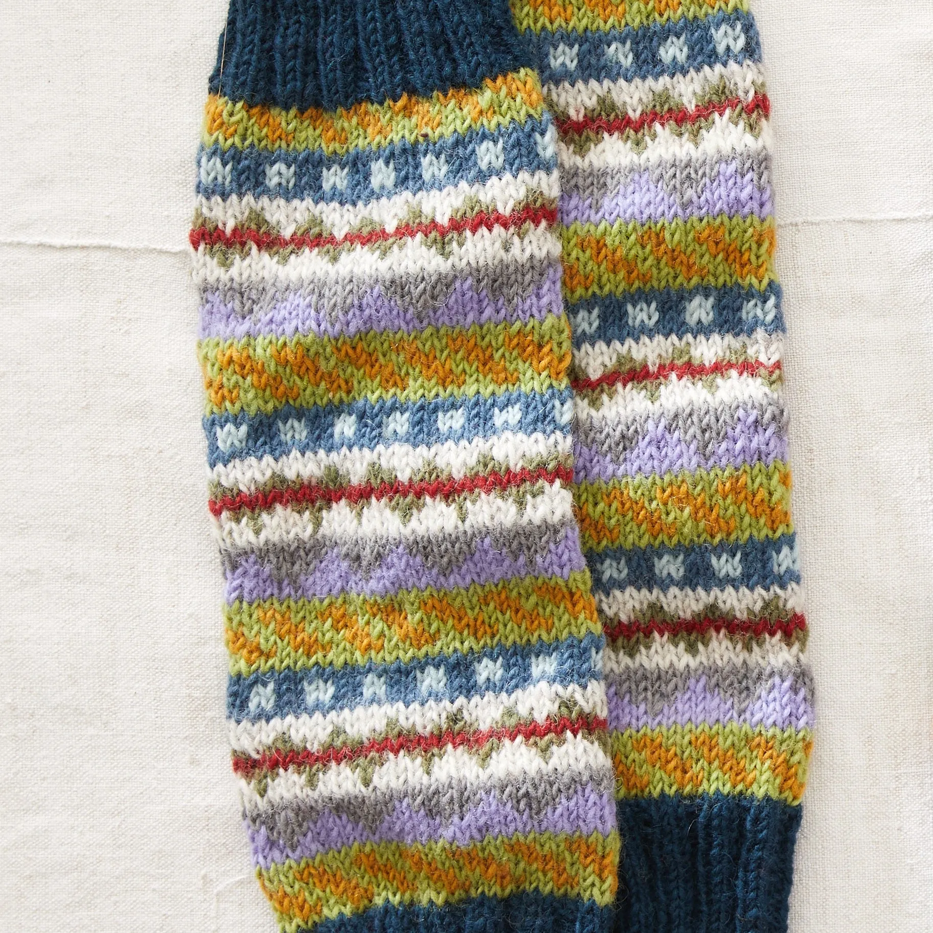 BHAWANA Fair Isle Legwarmers Handknit Waste Wool (WS)