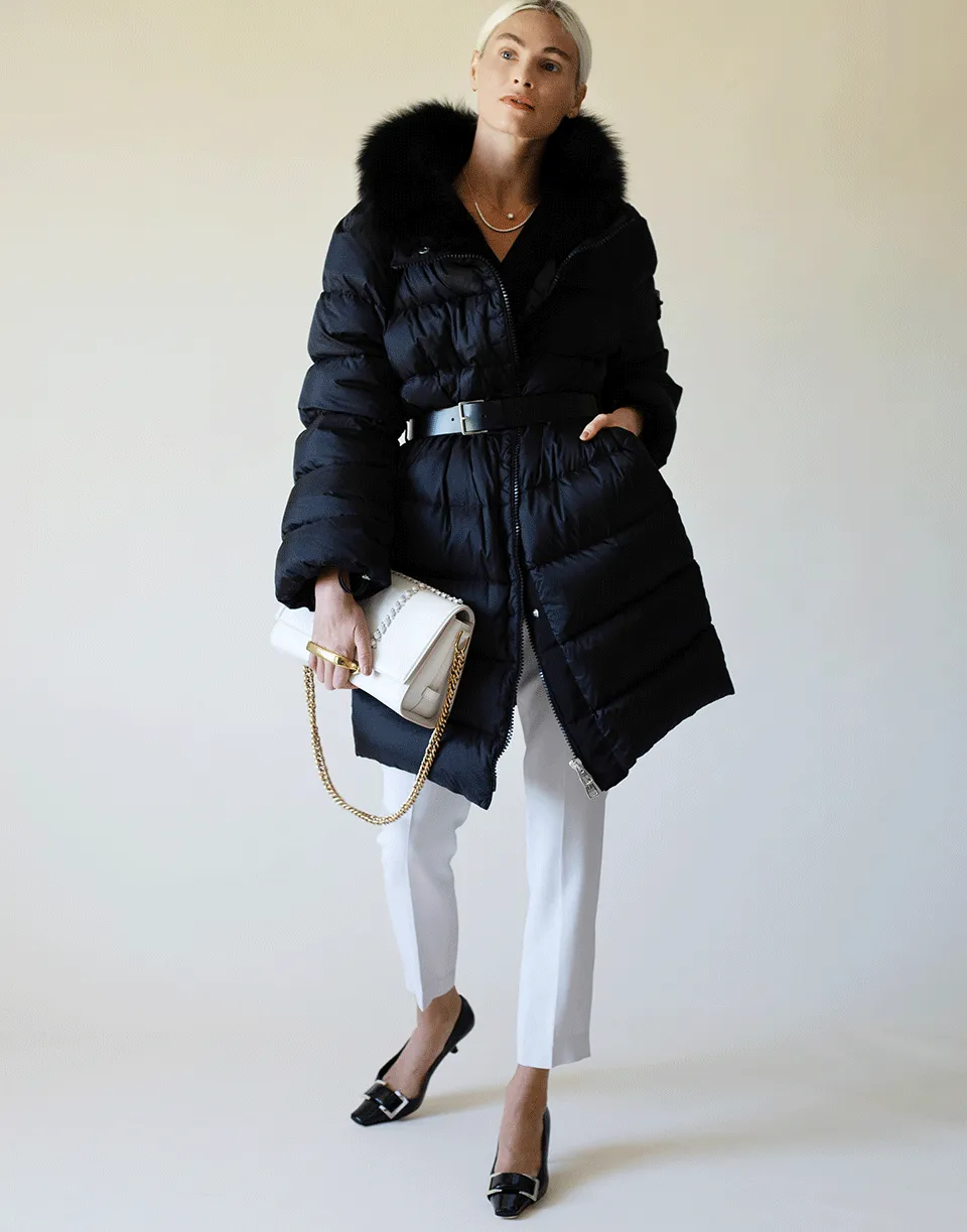 Black Fur Collar Puffer Coat