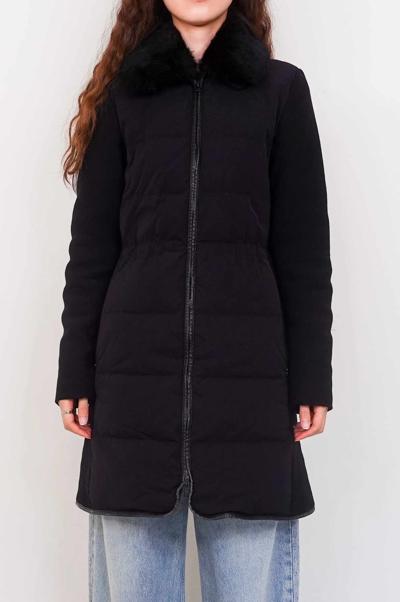 Black fur collar puffer jacket RRP £385-Final Sale