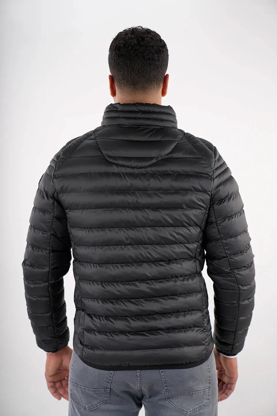 Black Puffer Jacket With Zipper Design