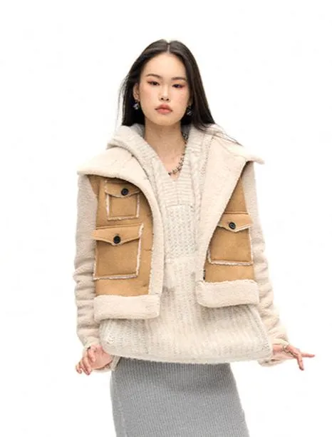 Bonfire on Snowy Night Eco-friendly Suede Fur Coat