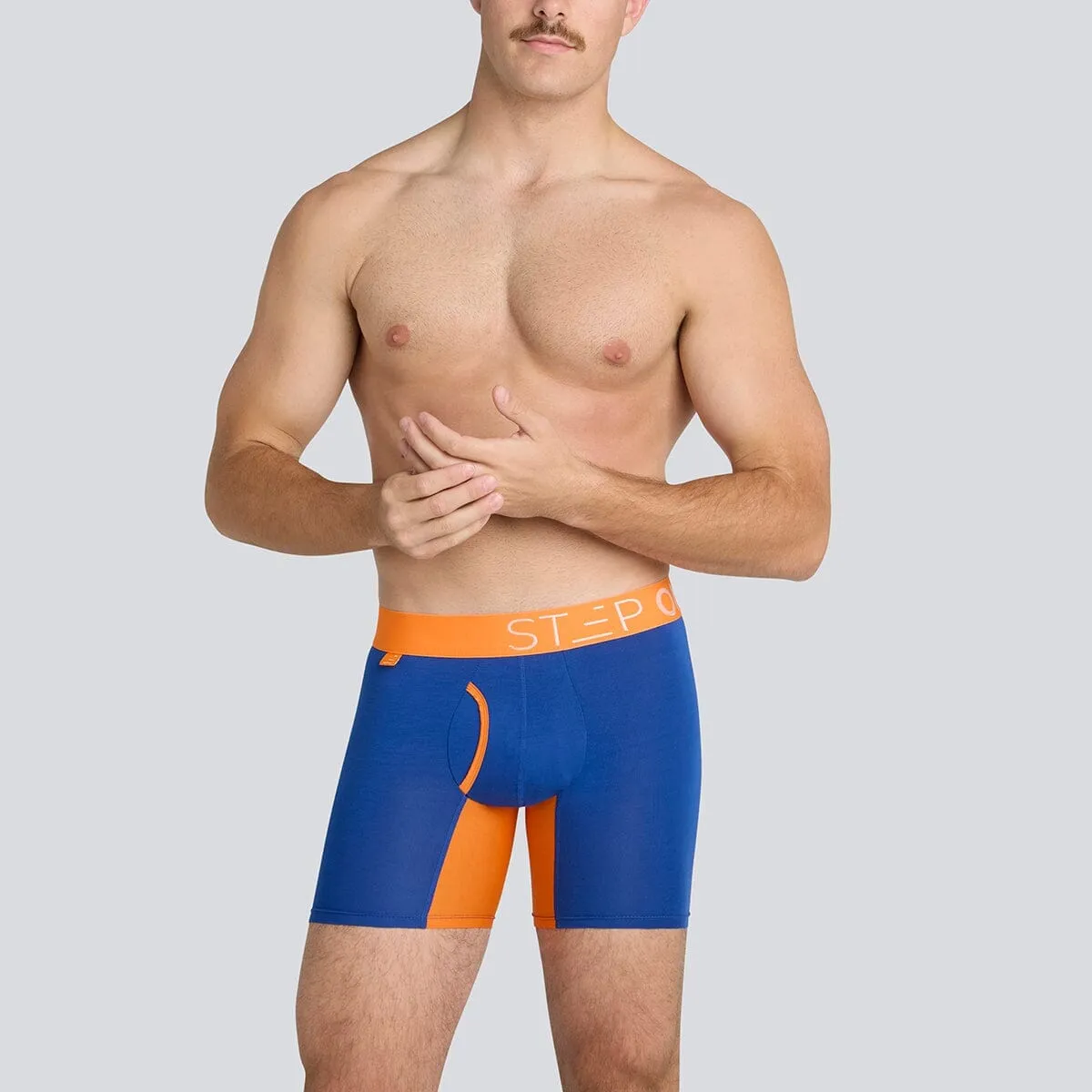 Boxer Brief Fly - Navy & Orange