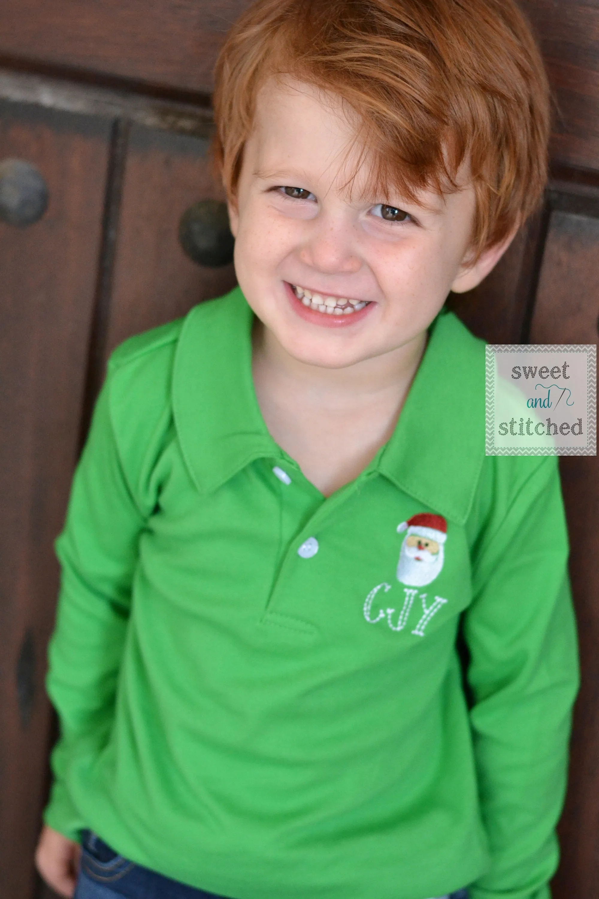 Boys Monogrammed santa shirt, monogrammed Christmas dress shirt, Christmas outfit, monogrammed shirt for santa pictures