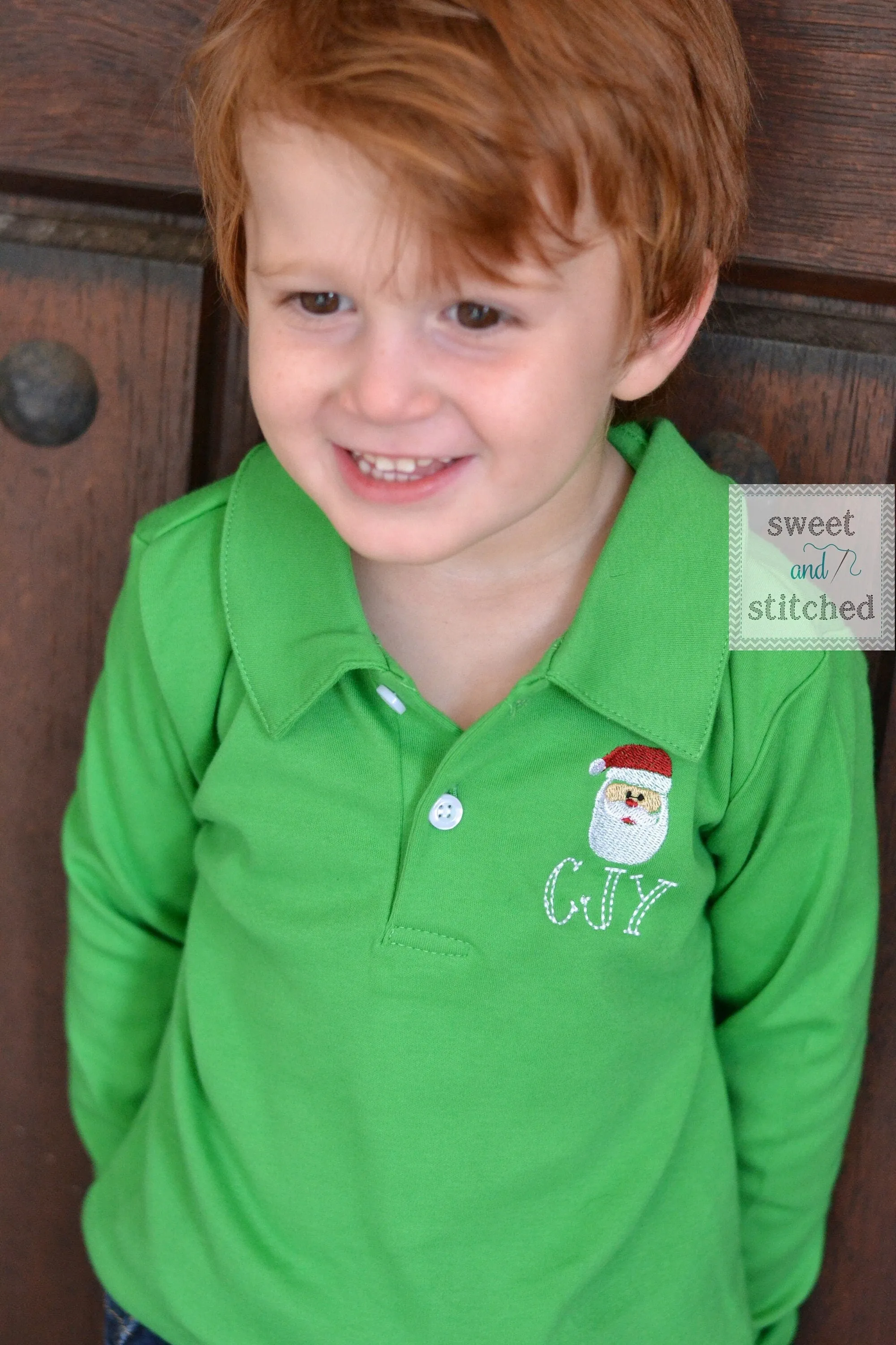 Boys Monogrammed santa shirt, monogrammed Christmas dress shirt, Christmas outfit, monogrammed shirt for santa pictures