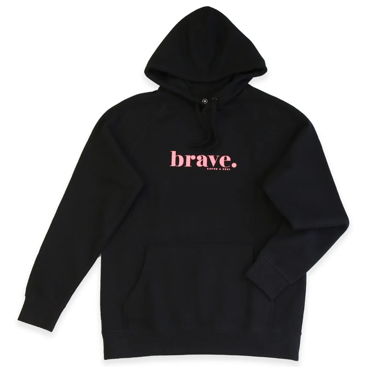 BRAVE HOODIE - Black with Pink Print