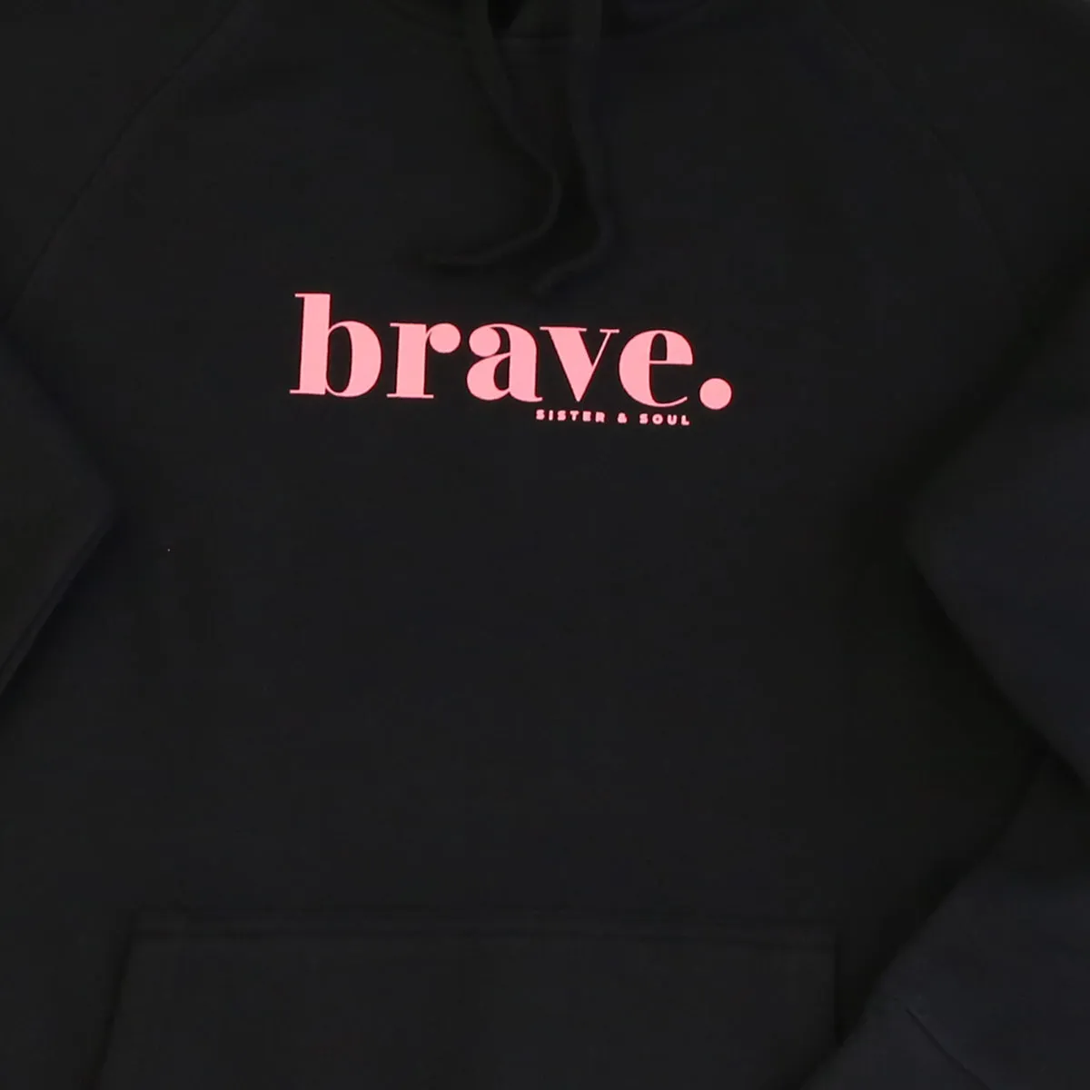 BRAVE HOODIE - Black with Pink Print