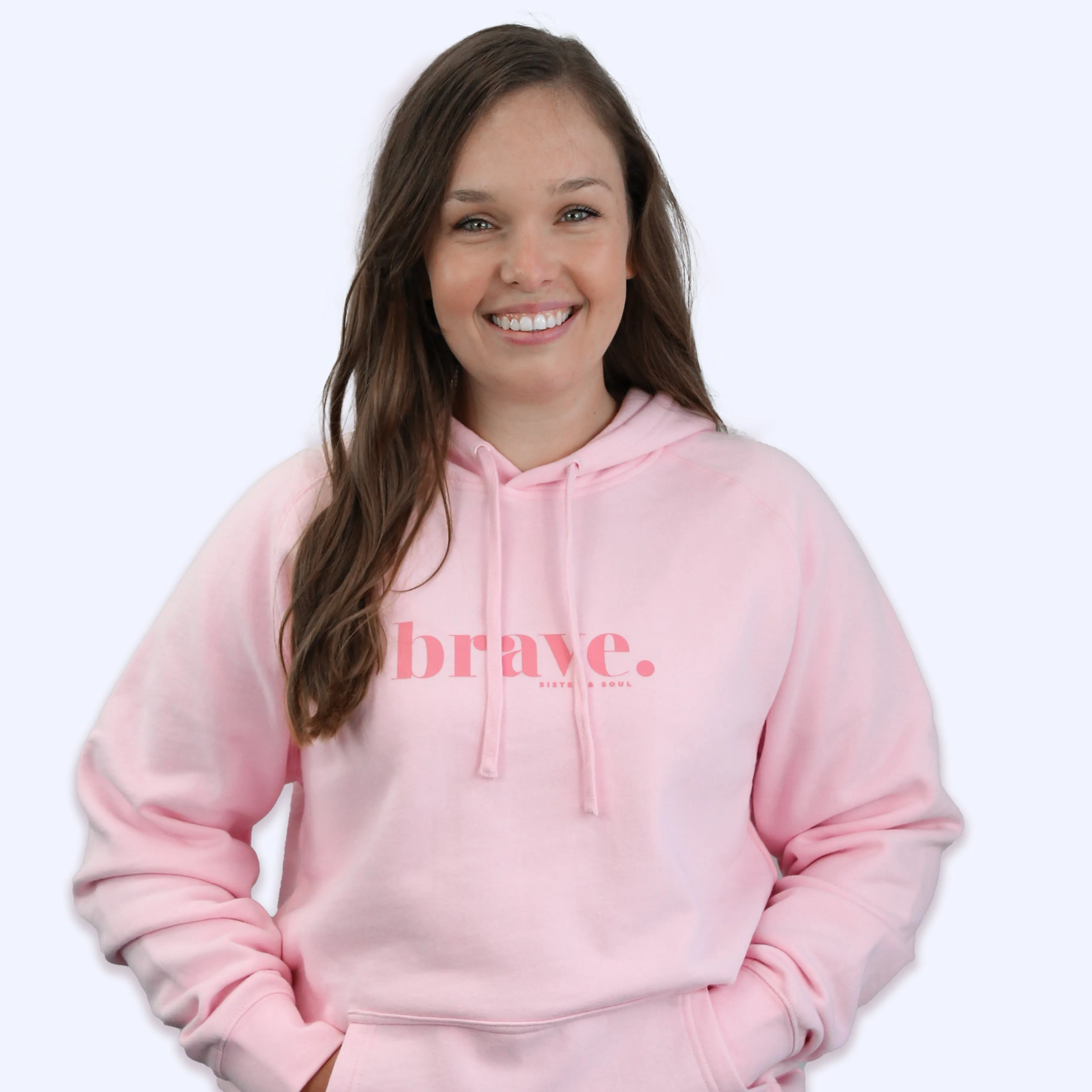 BRAVE HOODIE - Soft Pink with Pink Print