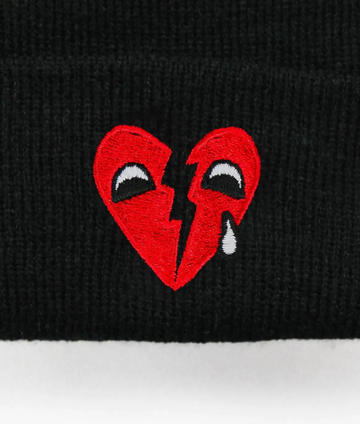 Broken Heart Tears Embroidered Beanie