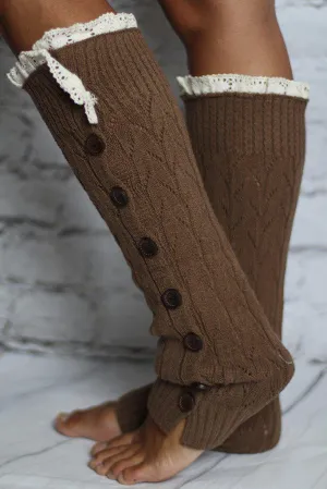 Brown Knit Leg Warmers