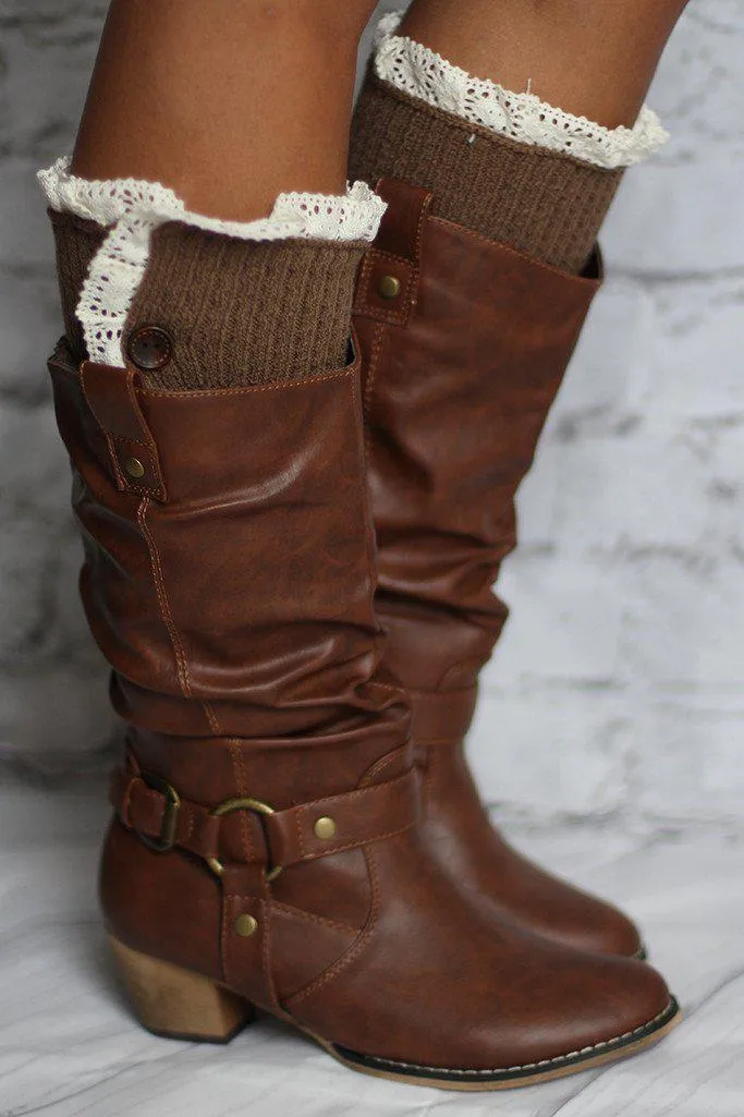 Brown Knit Leg Warmers