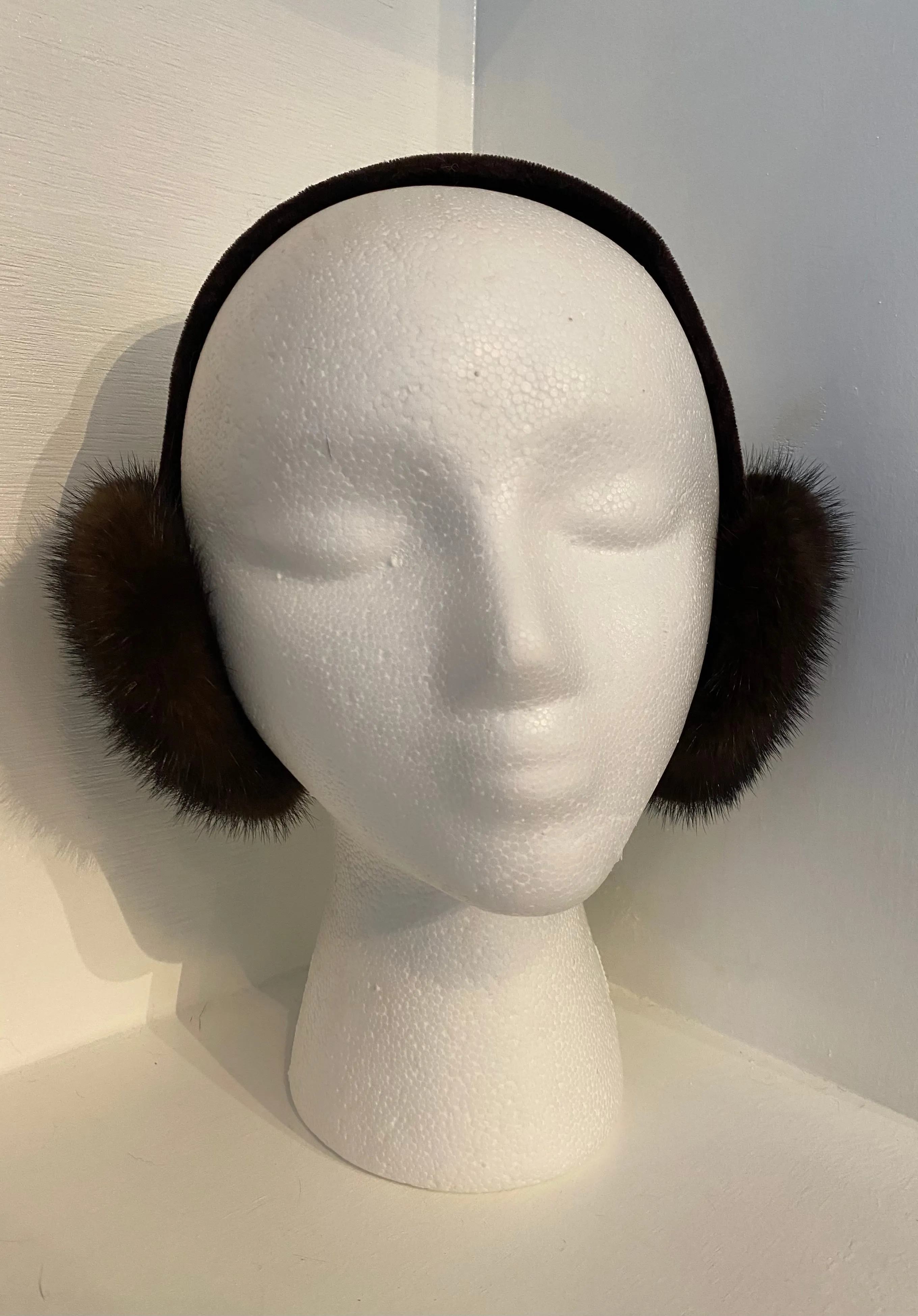 Brown Mink Earmuffs with Brown Velvet Band