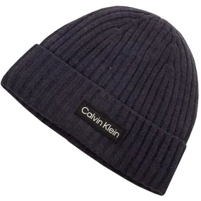 Calvin Klein Chunky Knit Badge Beanie - Peacoat Marl