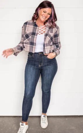 Can't Wait To See You Plaid Cropped Shirt - Final Sale