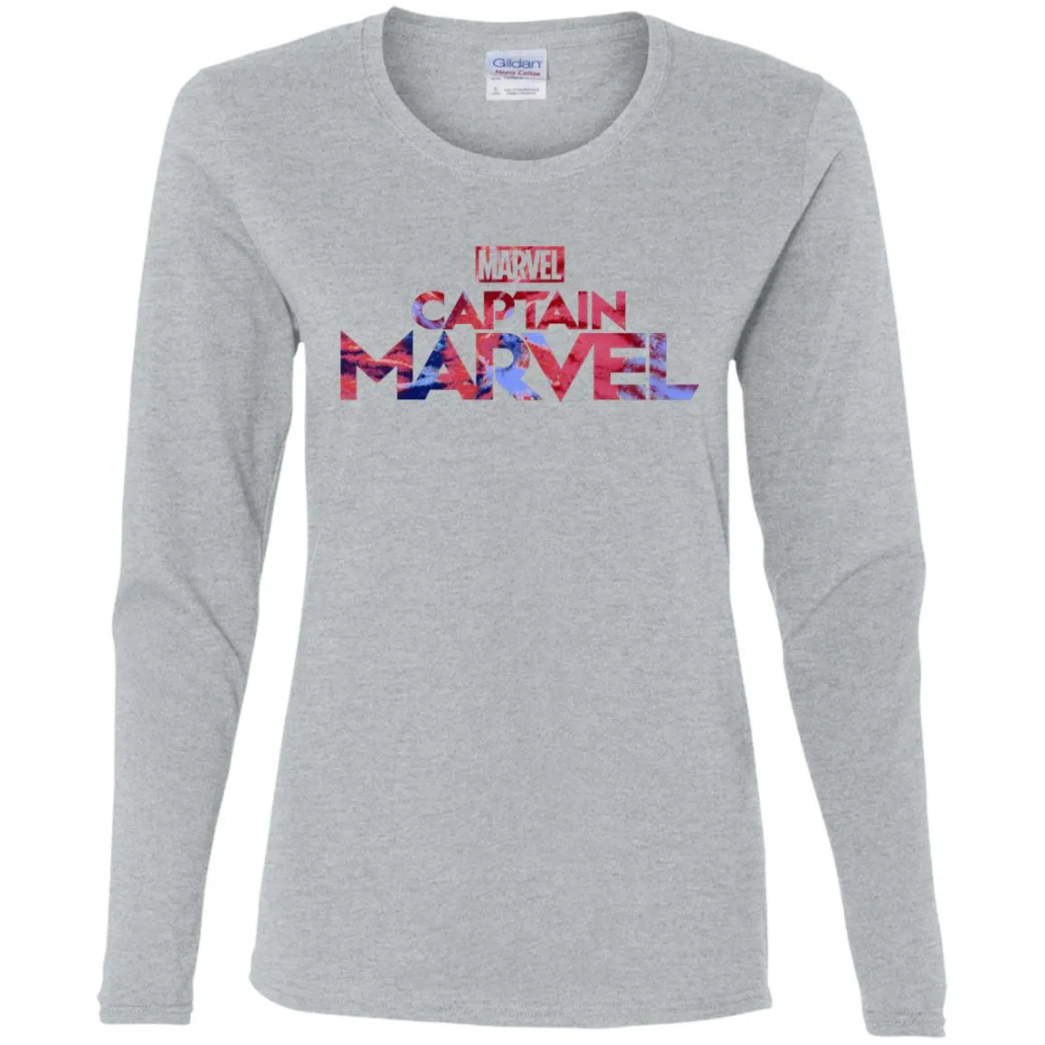 Captain Marvel Bold Tie Dye Movie Logo Women Long Sleeve Shirt