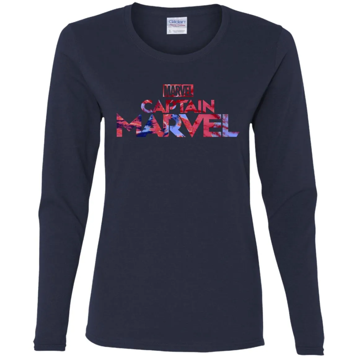 Captain Marvel Bold Tie Dye Movie Logo Women Long Sleeve Shirt