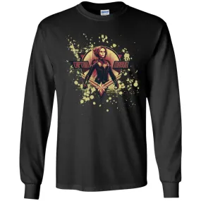 Captain Marvel Cracked Paint Splatter Logo Men Long Sleeve Shirt