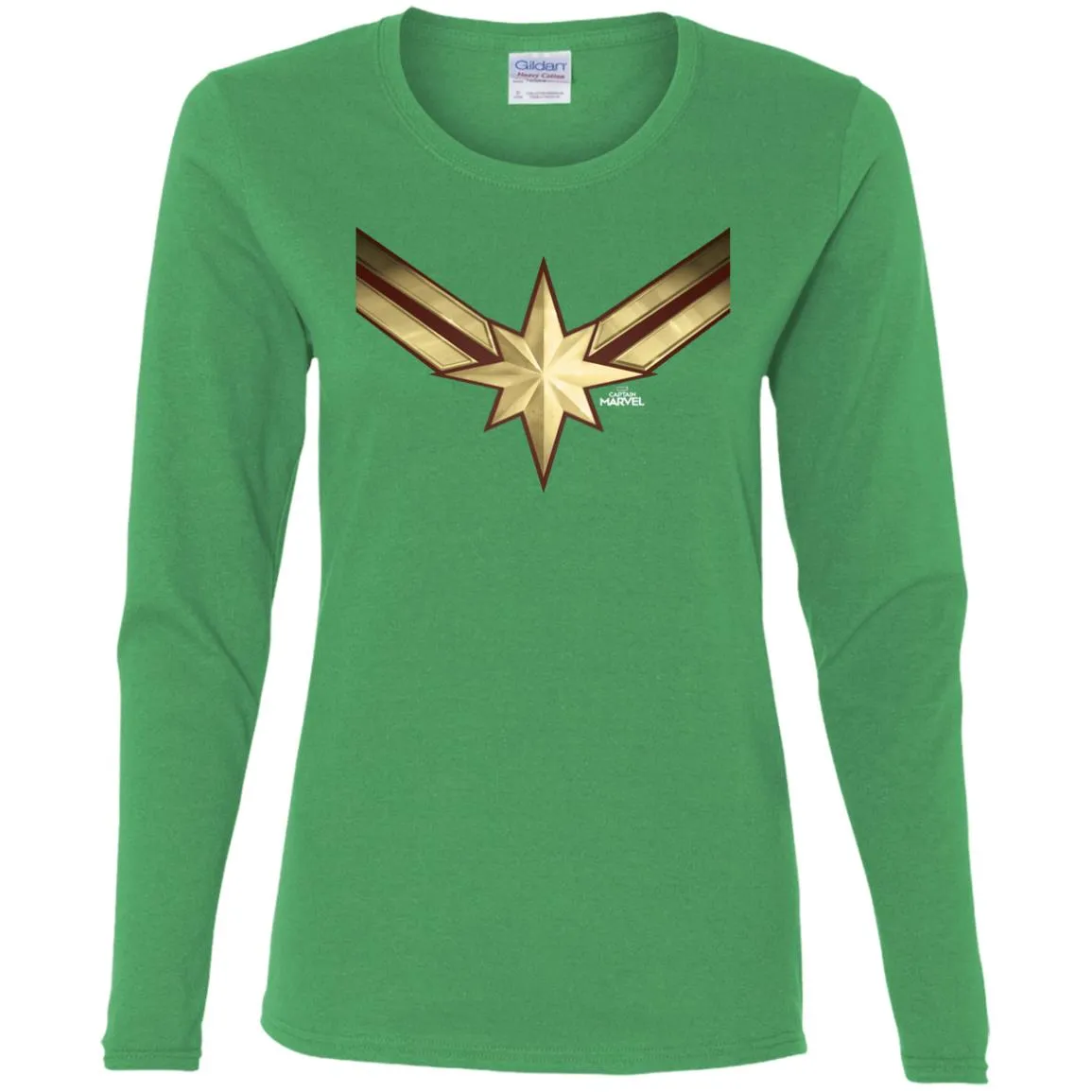 Captain Marvel Gleaming Chest Logo Women Long Sleeve Shirt