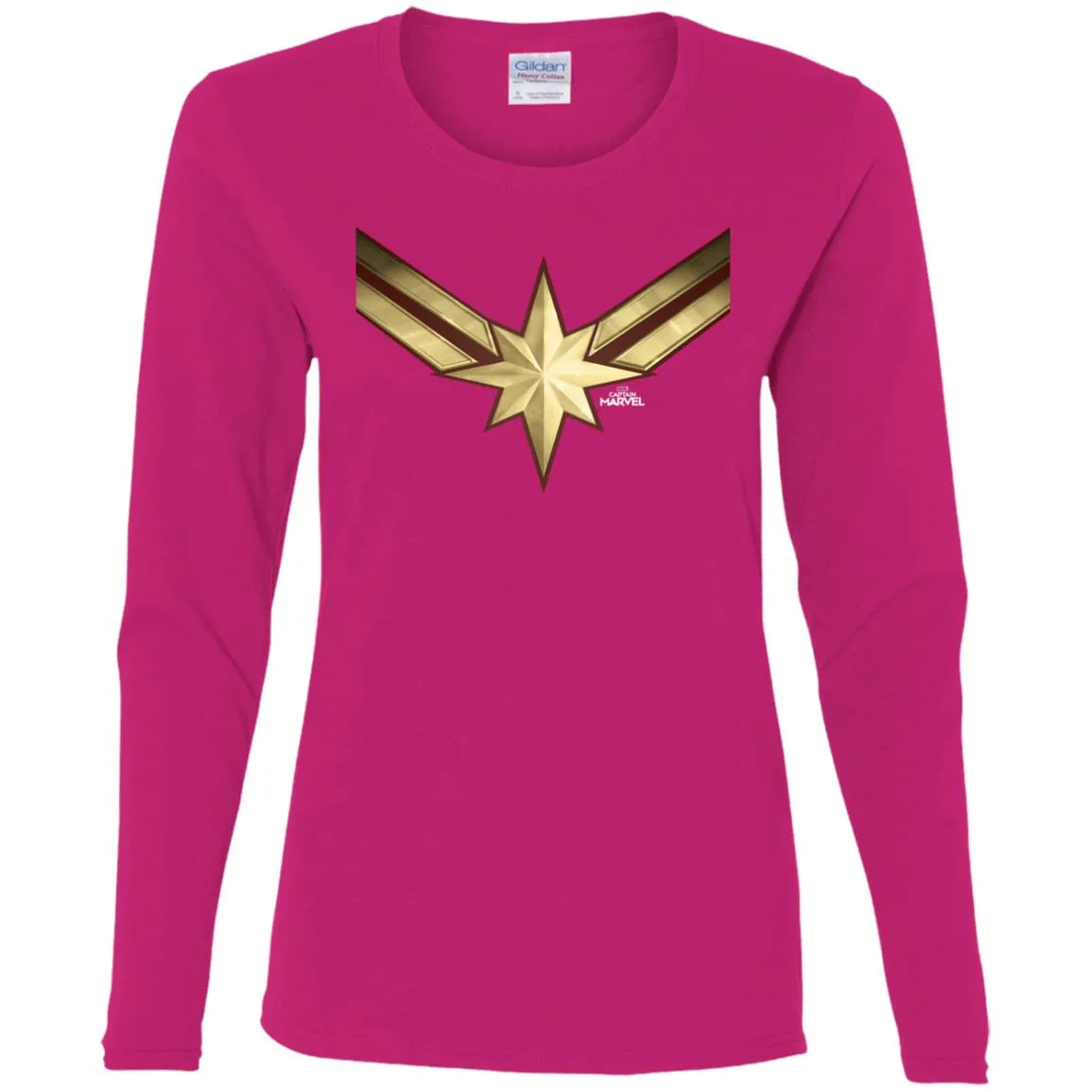 Captain Marvel Gleaming Chest Logo Women Long Sleeve Shirt