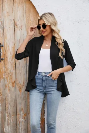 Cardigan Jacket Sleeve Ruffle Tops Women