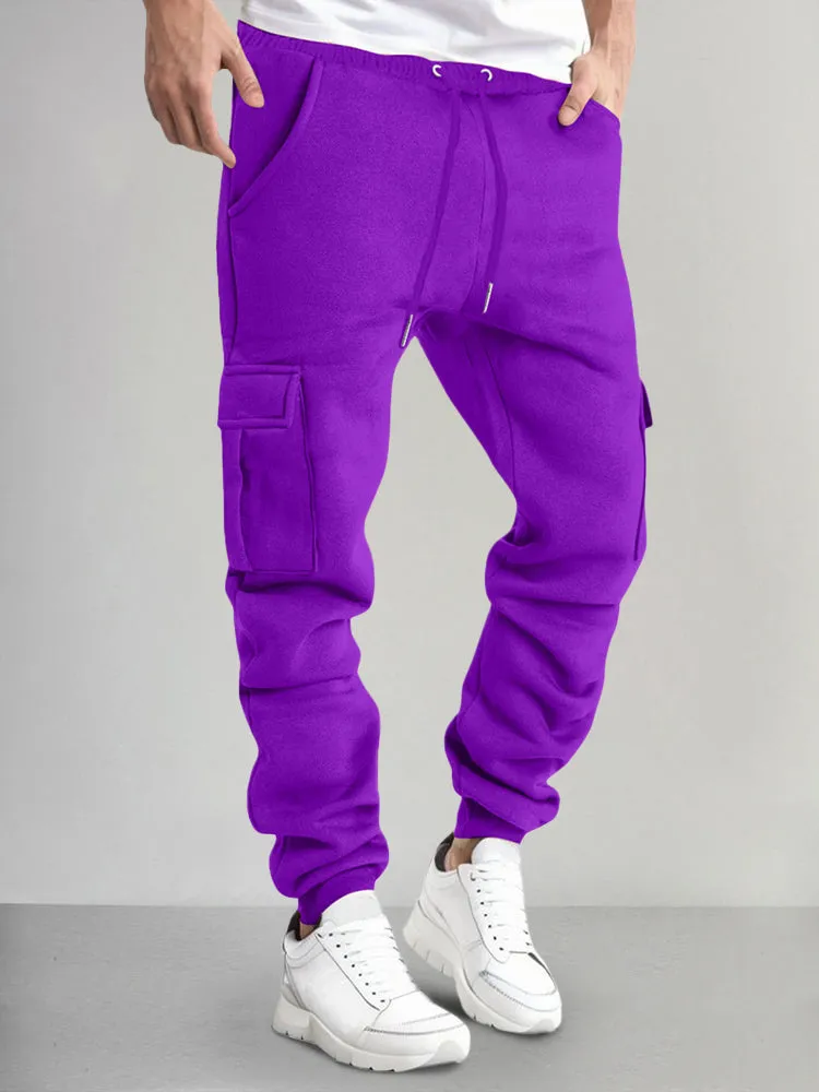 Casual Thermal Fleece Cargo Sweatpants