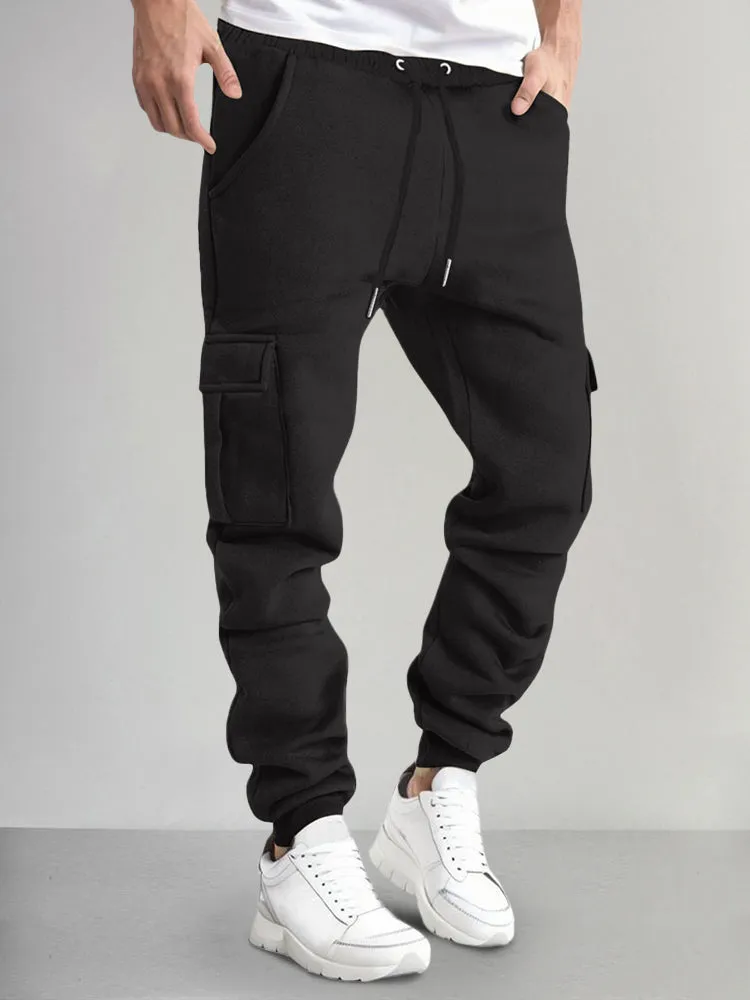 Casual Thermal Fleece Cargo Sweatpants