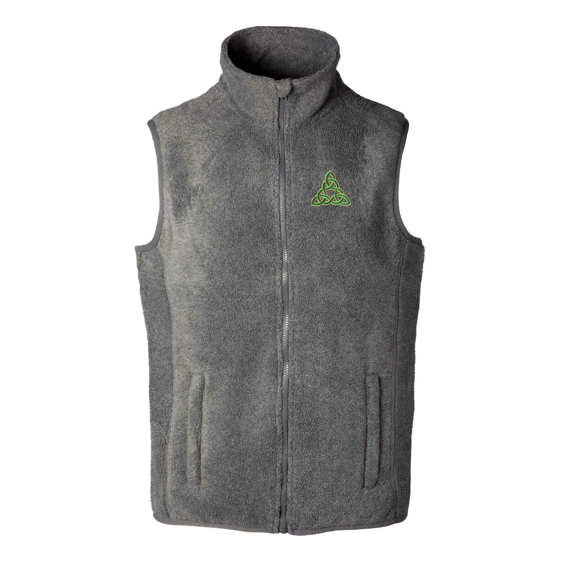 Celtic Triangle Knot Embroidered Personalized Fleece Vest- Charcoal