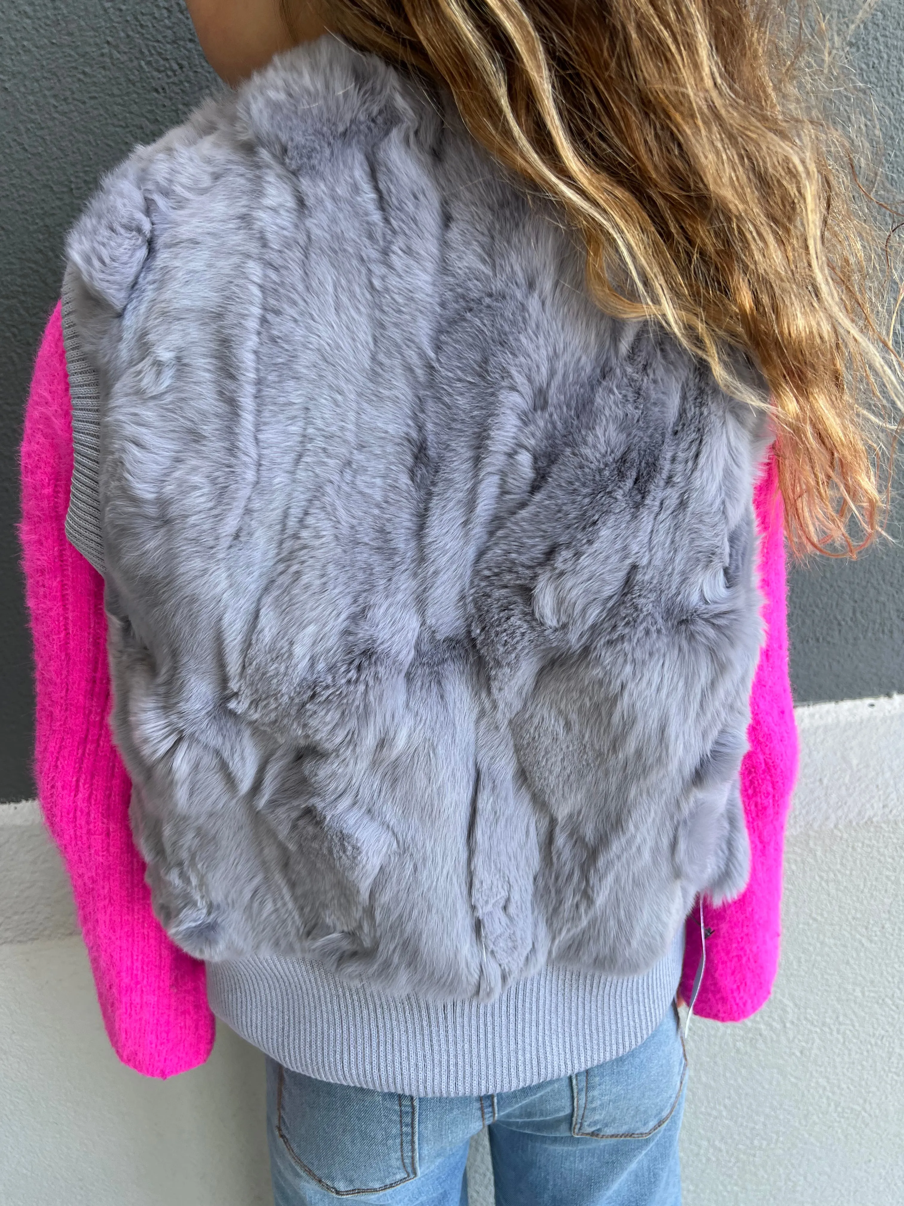 Children's Grey Rabbit Fur Vest